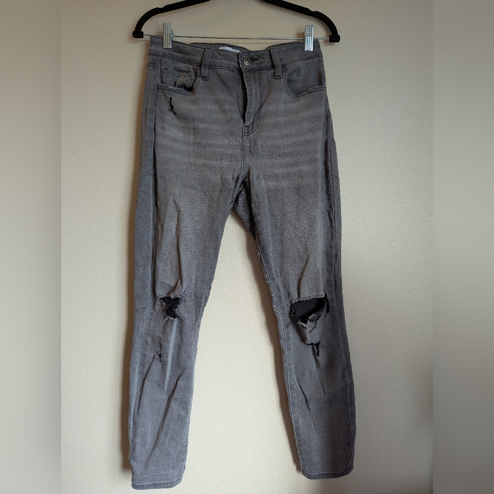 Pistola Gray Skinny Distressed Jeans with Knee Rips Size 28